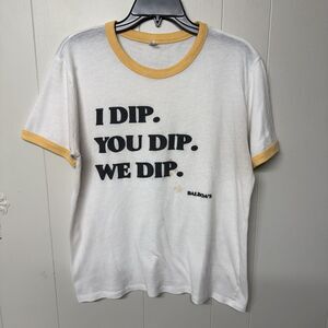 I DIP YOU DIP WE DIP BALBOA'S RINGER T SHIRT SLIM FIT WHITE MEN M GUC
